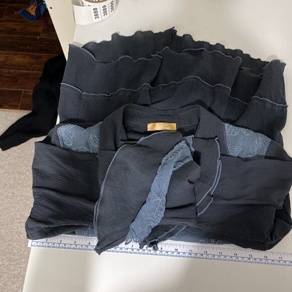 Elisa Cavaletti Lagenlook Boho Flowy Wool-Silk-Blend Blouse Womens Size S - Picture 11 of 13